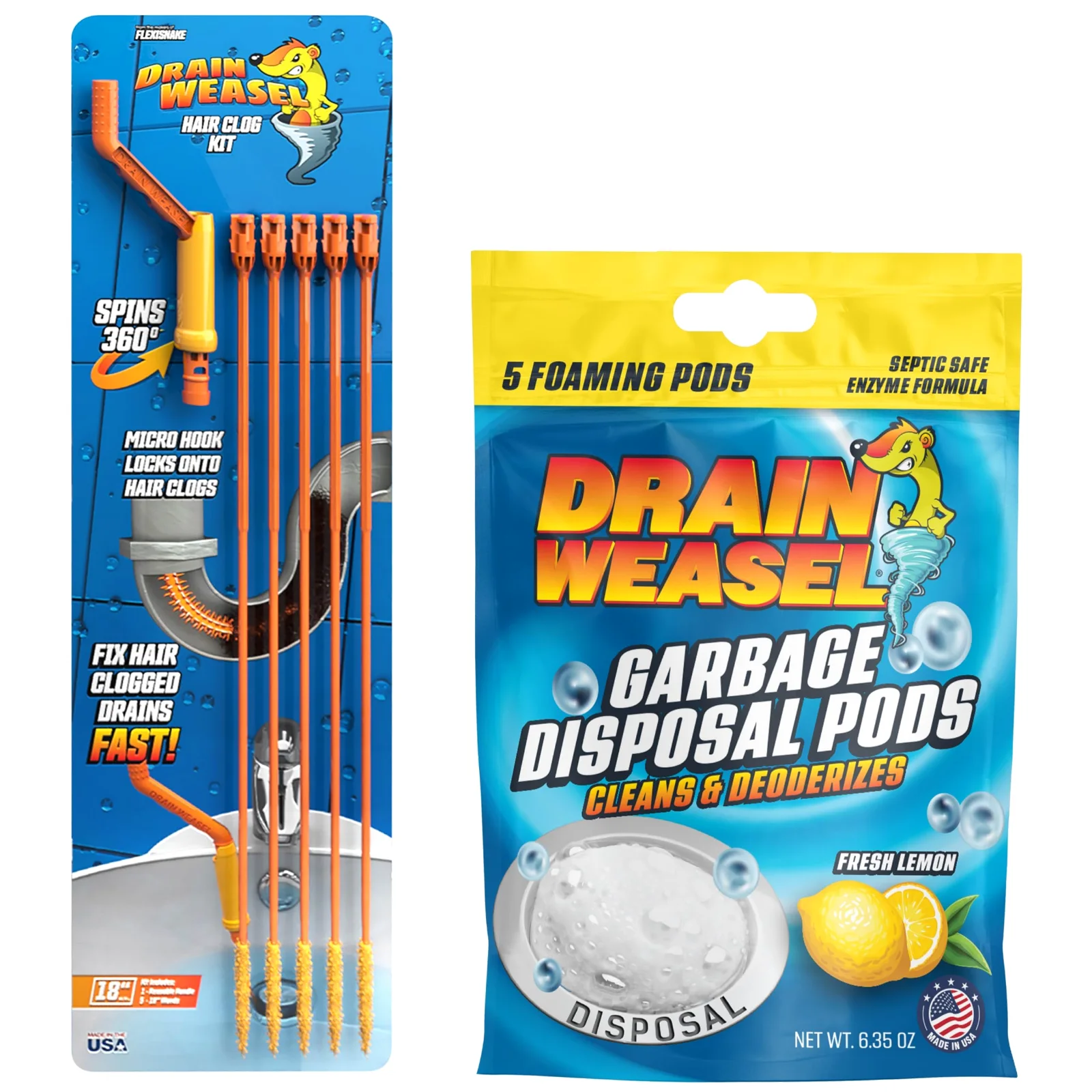 FlexiSnake Drain Weasel Kit with Disposal Pods